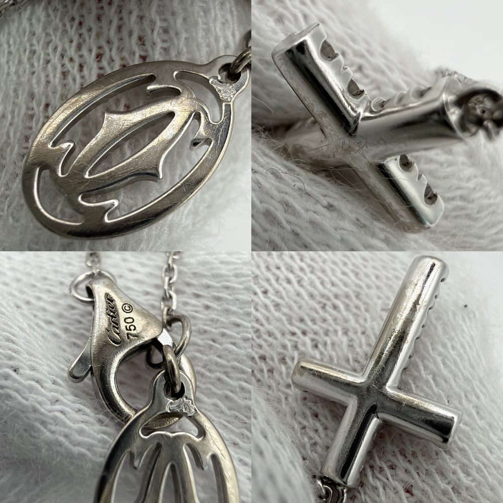 CARTIER カルティエ ネックレス クロスモチーフ シンボルペンダント アクセサリー ジュエリー 18金WG K18ホワイトゴールド ダイヤモンド レディース 約3.0g【中古品】