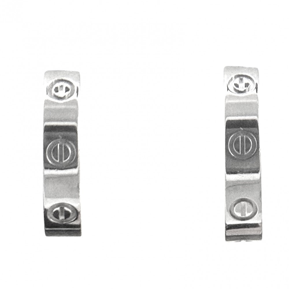 CARTIER カルティエ ピアス フープピアス ミニラブ ビスモチーフ 小さめ 18金WG Au750 ジュエリー アクセサリー K18ホワイトゴールド レディース 約4.0g【中古品】