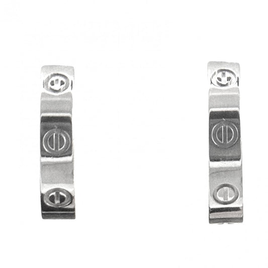 CARTIER カルティエ ピアス フープピアス ミニラブ ビスモチーフ 小さめ 18金WG Au750 ジュエリー アクセサリー K18ホワイトゴールド レディース 約4.0g【中古品】