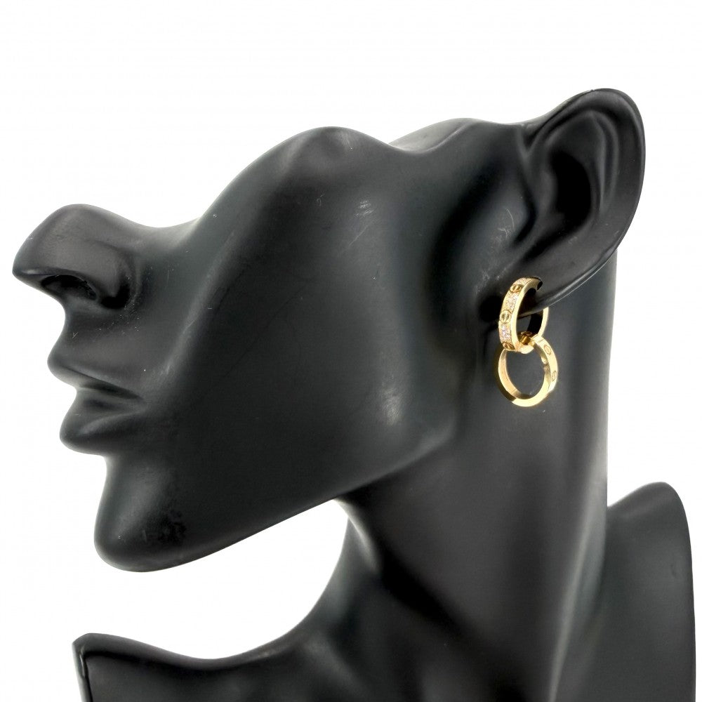 CARTIER カルティエ ピアス ラブ マルチウェア フープピアス LOVE 18金YG Au750 ジュエリー アクセサリー K18イエローゴールド ダイヤモンド レディース 約5.7(合計)g【中古品】