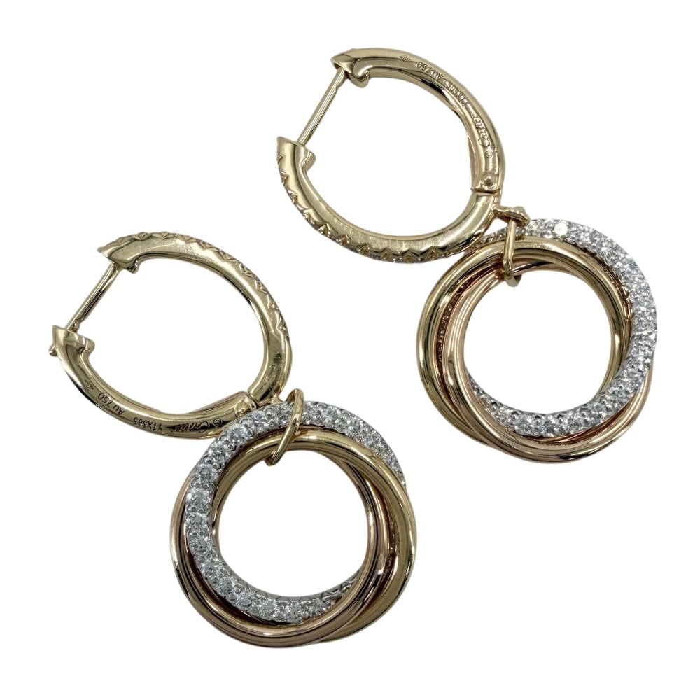 CARTIER カルティエ ピアス トリニティ フープ アクセサリー ジュエリー Trinity 18金 Au750 K18イエローゴールド K18ピンクゴールド K18ホワイトゴールド レディース 約6.8g【中古品】