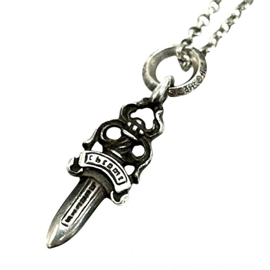 CHROME HEARTS クロムハーツ ネックレス ダガー ネックチェーン ジュエリー アクセサリー シルバー シルバー925 メンズ 約10.1g【中古品】