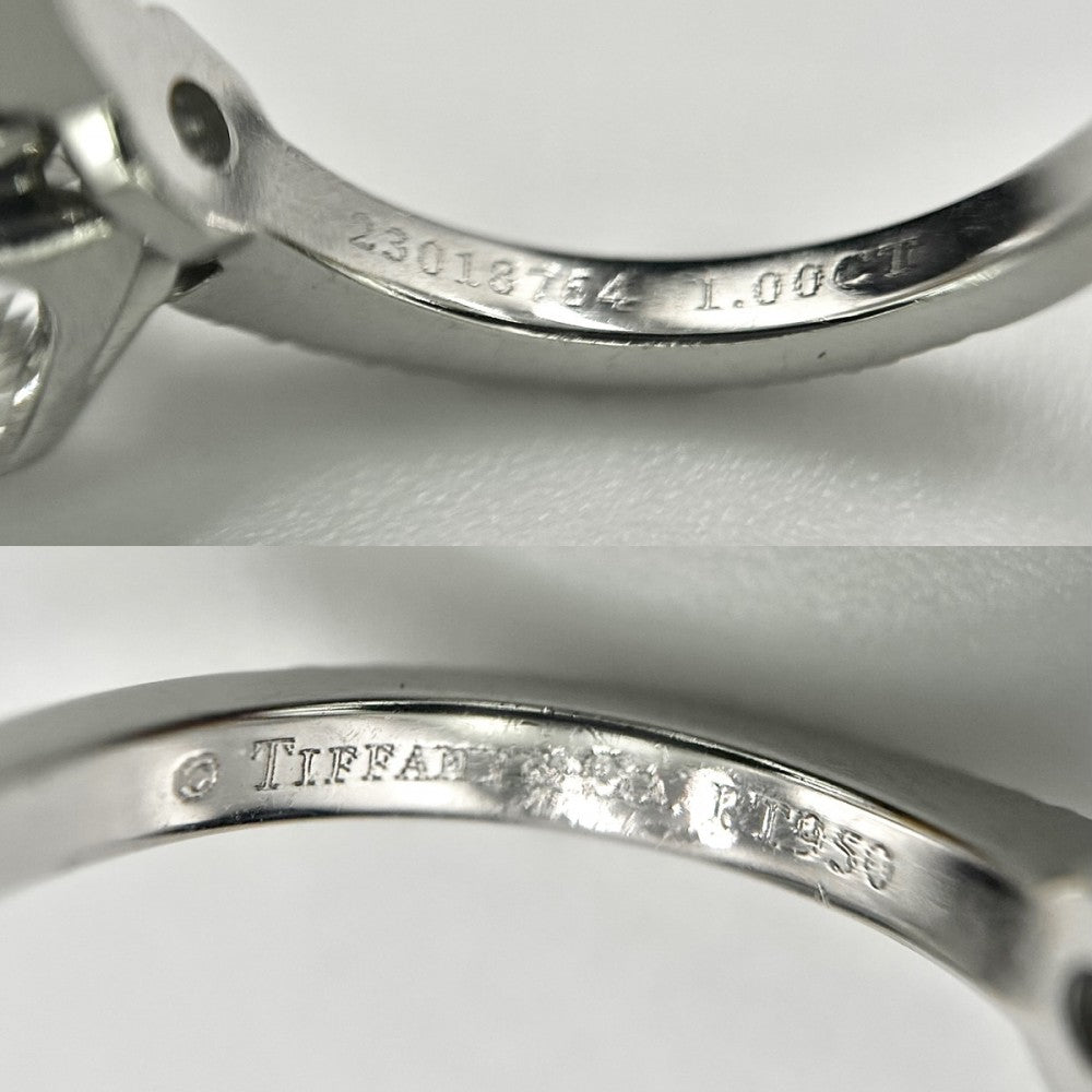 TIFFANY&Co. ティファニー 指輪 ノヴォ ブリリアント エンゲージメントリング クッションカット パヴェ ジュエリー アクセサリー Pt950プラチナ ダイヤモンド1.00ct 約11号 シルバー レディース【中古品】