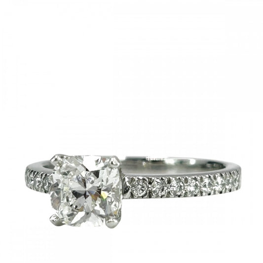 【開店SALE】 TIFFANY&Co. ティファニー 指輪 ノヴォ ブリリアント エンゲージメントリング クッションカット パヴェ ジュエリー アクセサリー Pt950プラチナ ダイヤモンド1.00ct 約11号 シルバー レディース【中古品】
