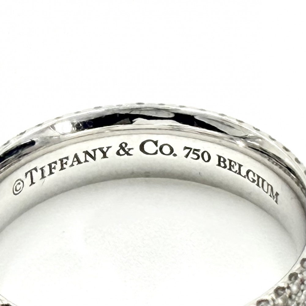 TIFFANY&Co. ティファニー 指輪 メトロ 5ロウ ジュエリー アクセサリー Au750 18金WG リング K18ホワイトゴールド ダイヤモンド 約9号 レディース 約3.3g【中古品】