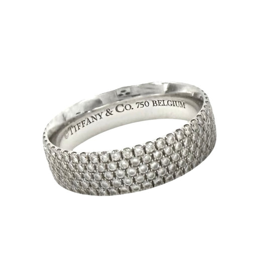 【開店SALE】 TIFFANY&Co. ティファニー 指輪 メトロ 5ロウ ジュエリー アクセサリー Au750 18金WG リング K18ホワイトゴールド ダイヤモンド 約9号 レディース 約3.3g【中古品】