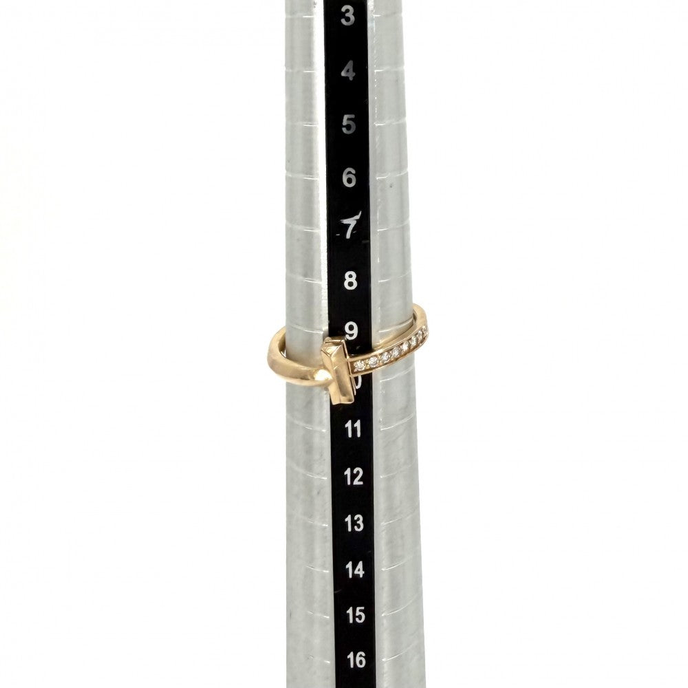 TIFFANY&Co. ティファニー 指輪 ティファニーT Tワン ナロー リング ジュエリー アクセサリー 18金PG Au750 K18ピンクゴールド ダイヤモンド 約9.5号 レディース 約4.0g【中古品】