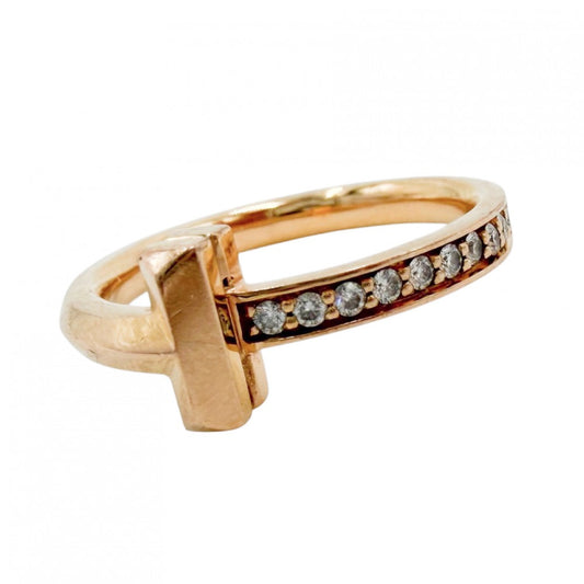 TIFFANY&Co. ティファニー 指輪 ティファニーT Tワン ナロー リング ジュエリー アクセサリー 18金PG Au750 K18ピンクゴールド ダイヤモンド 約9.5号 レディース 約4.0g【中古品】