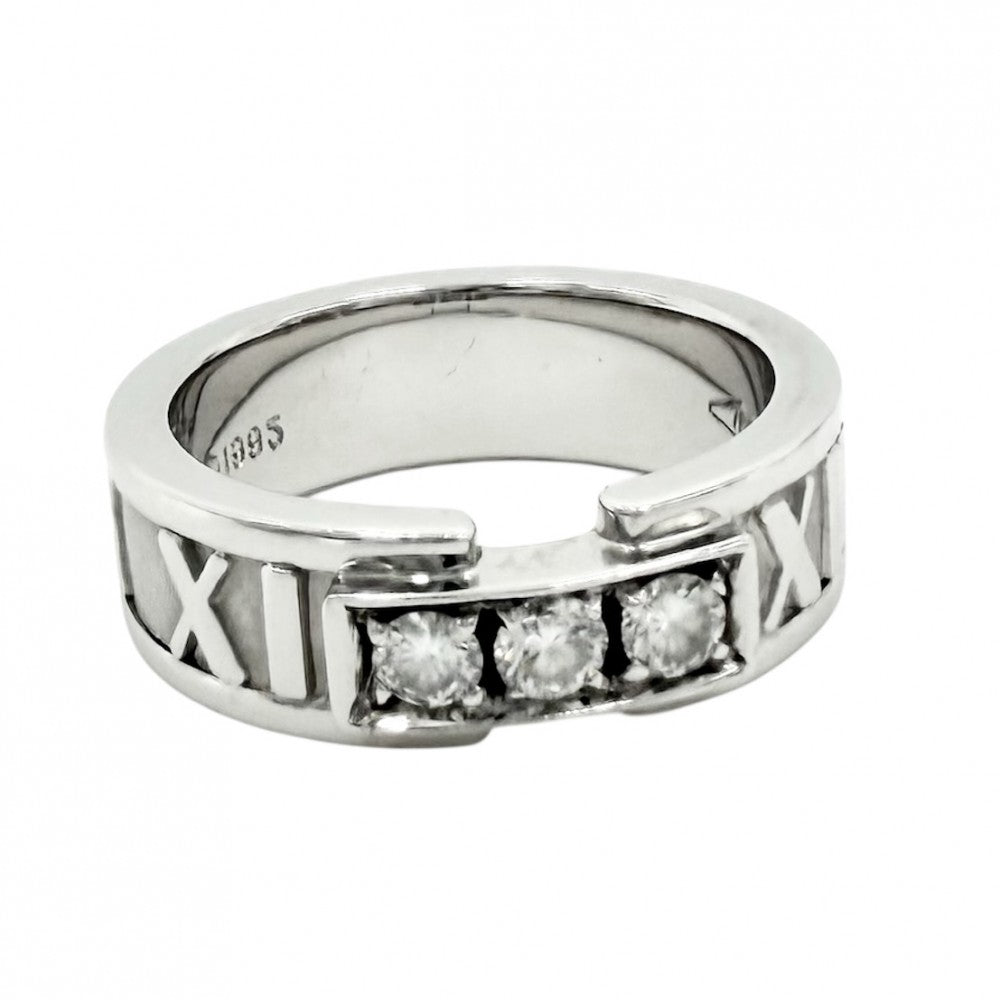 TIFFANY&Co. ティファニー 指輪 アトラス リング ジュエリー アクセサリー Au750 18金WG K18ホワイトゴールド ダイヤモンド 約7号 レディース 約6.8g【中古品】