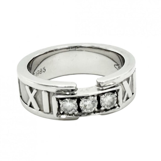 TIFFANY&Co. ティファニー 指輪 アトラス リング ジュエリー アクセサリー Au750 18金WG K18ホワイトゴールド ダイヤモンド 約7号 レディース 約6.8g【中古品】