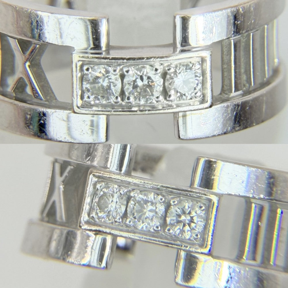 TIFFANY&Co. ティファニー 指輪 アトラス オープン リング ジュエリー アクセサリー Au750 18金WG K18ホワイトゴールド ダイヤモンド 約12.5号 レディース 約7.5g【中古品】