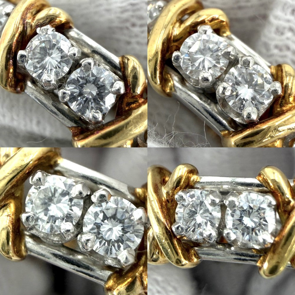 TIFFANY&Co. ティファニー 指輪 ジャンシュランバージェ　シュランバーゼ 16Pダイヤリング ジュエリー アクセサリー Sixteen Stone by Tiffany クロスステッチ 750 18金YG Pt950プラチナ 18Kイエローゴールド ダイヤモンド1.14ct 約10号 60099365 ゴールド シルバー レディース 約8.8g【中古品】