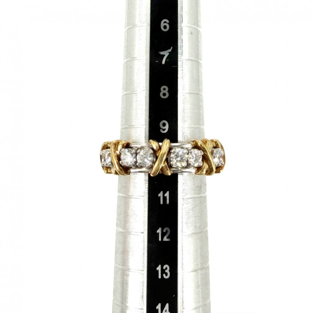 TIFFANY&Co. ティファニー 指輪 ジャンシュランバージェ　シュランバーゼ 16Pダイヤリング ジュエリー アクセサリー Sixteen Stone by Tiffany クロスステッチ 750 18金YG Pt950プラチナ 18Kイエローゴールド ダイヤモンド1.14ct 約10号 60099365 ゴールド シルバー レディース 約8.8g【中古品】