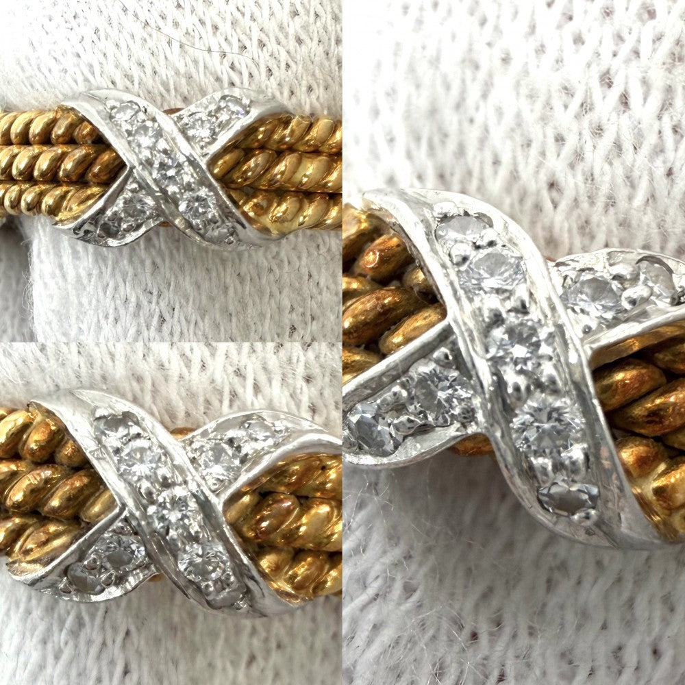 TIFFANY&Co. ティファニー 指輪 ジャンシュランバージェ X リング アクセサリー ジュエリー Pt950プラチナ 18Kイエローゴールド ダイヤモンド0.28ct 約11号 ゴールド シルバー レディース 約6.3g【中古品】