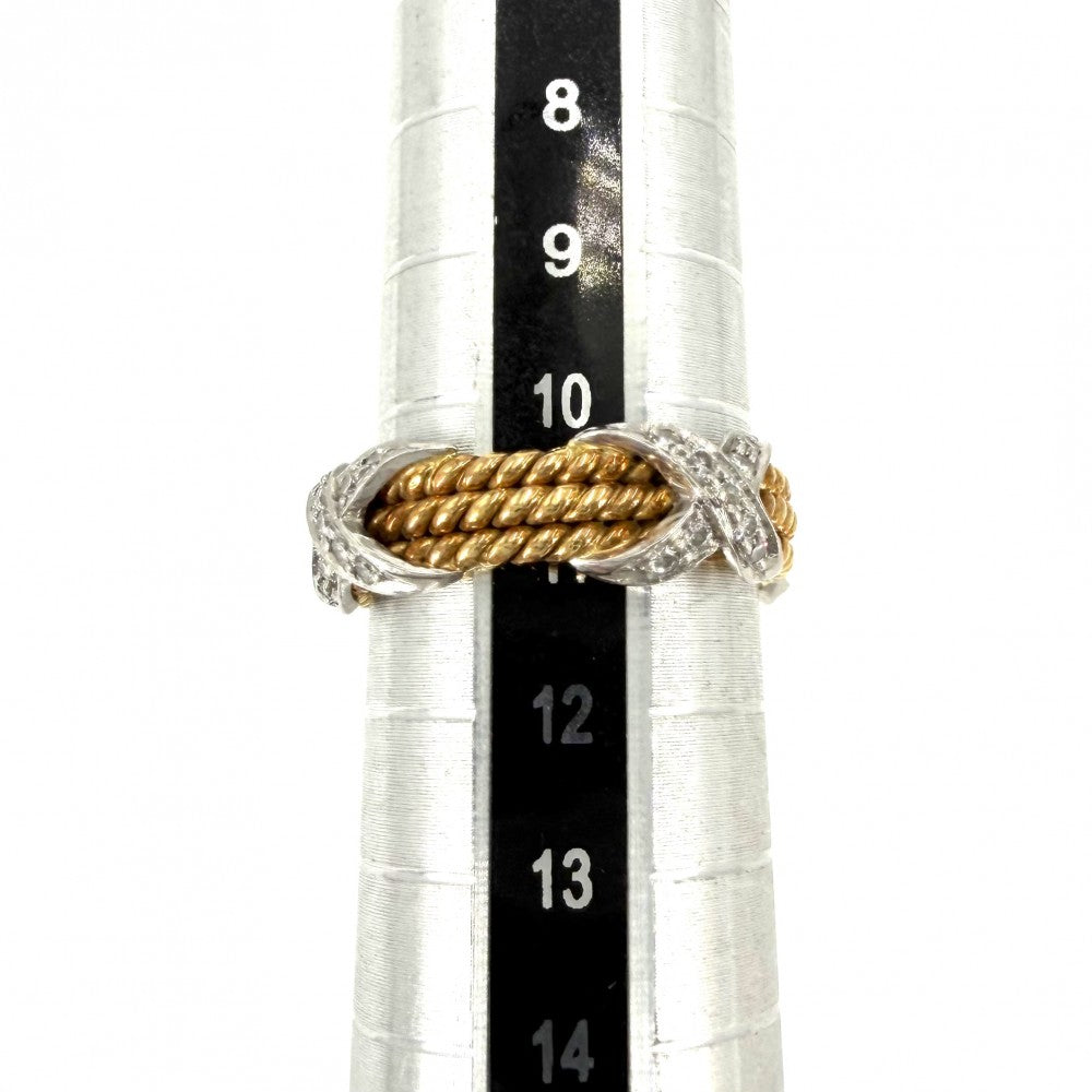 TIFFANY&Co. ティファニー 指輪 ジャンシュランバージェ X リング アクセサリー ジュエリー Pt950プラチナ 18Kイエローゴールド ダイヤモンド0.28ct 約11号 ゴールド シルバー レディース 約6.3g【中古品】
