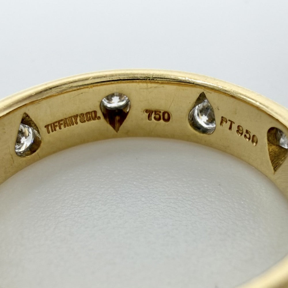TIFFANY&Co. ティファニー 指輪 ドッツリング ジュエリー アクセサリー Au750 K18YG K18イエローゴールド Pt950プラチナ ダイヤモンド 約7.5号 レディース 約4.7g【中古品】