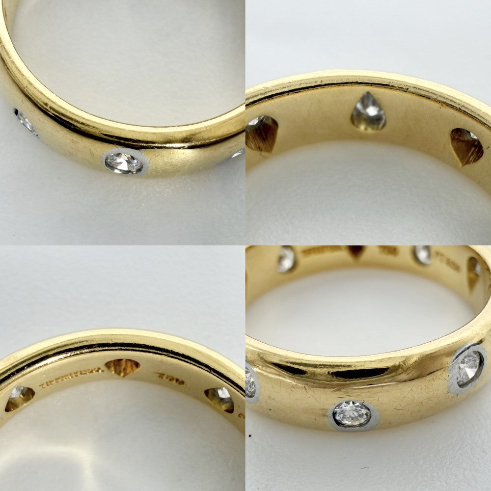 TIFFANY&Co. ティファニー 指輪 ドッツリング ジュエリー アクセサリー Au750 K18YG K18イエローゴールド Pt950プラチナ ダイヤモンド 約7.5号 レディース 約4.7g【中古品】