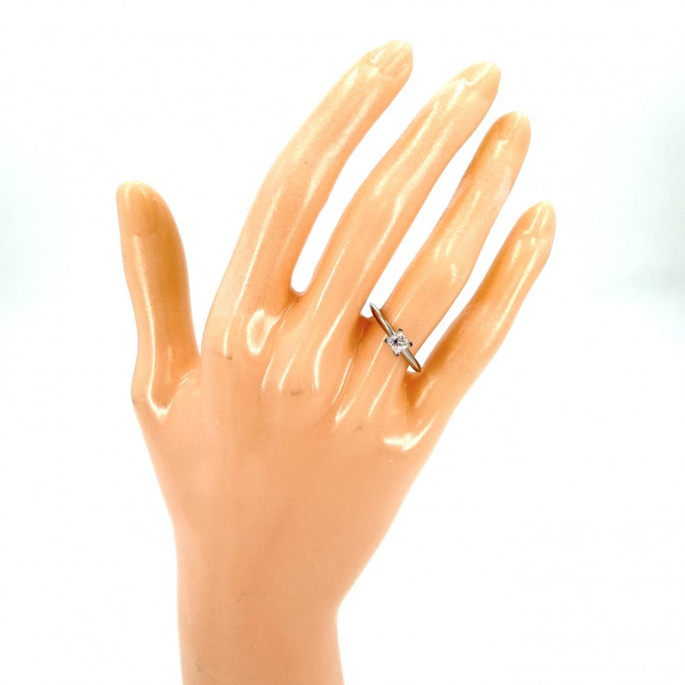 TIFFANY&Co. ティファニー 指輪 ソリティア リング ジュエリー アクセサリー エンゲージメント リング スクエアカット Pt950プラチナ ダイヤモンド0.26ct 約6.5号 レディース 約3.4g【中古品】