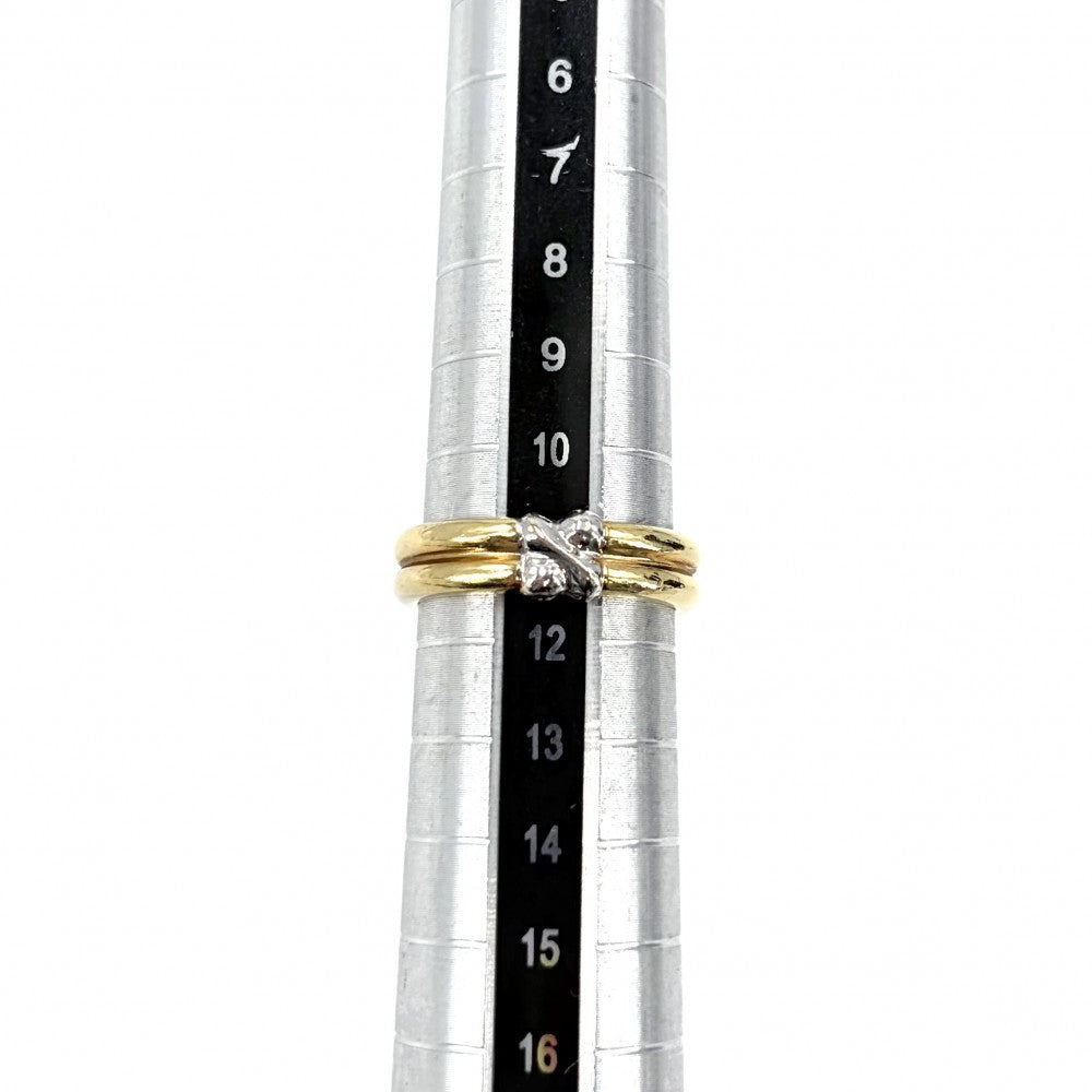 TIFFANY&Co. ティファニー 指輪 シグネチャーリング ジュエリー アクセサリー Au750 18金YG WG K18イエローゴールド K18ホワイトゴールド ダイヤモンド 約11.5号 レディース 約6.5g【中古品】