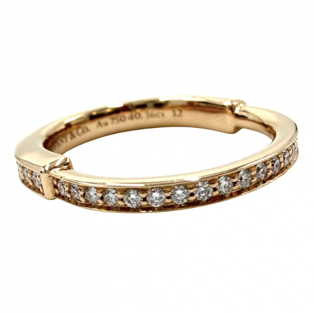 TIFFANY&Co. ティファニー 指輪 ロック リング ジュエリー メンズ レディース Au750 18金PG アクセサリー 32サイズ K18ピンクゴールド ダイヤモンド0.36ct 約8号 ユニセックス 約3.8g【中古品】