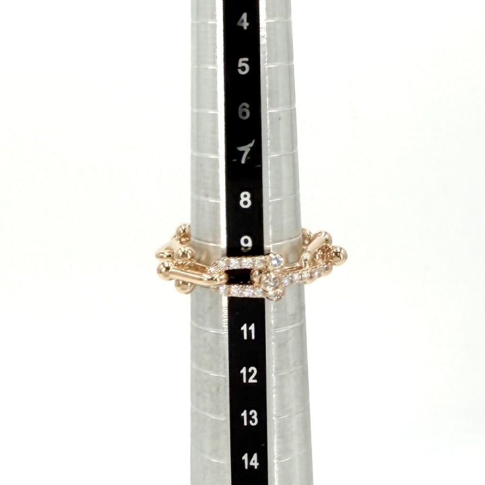 TIFFANY&Co. ティファニー 指輪 ハードウェア スモール リンク リング ジュエリー アクセサリー 18金PG Au750 K18ピンクゴールド ダイヤモンド0.26ct 約10号 72668898 レディース 約8.5g【中古品】