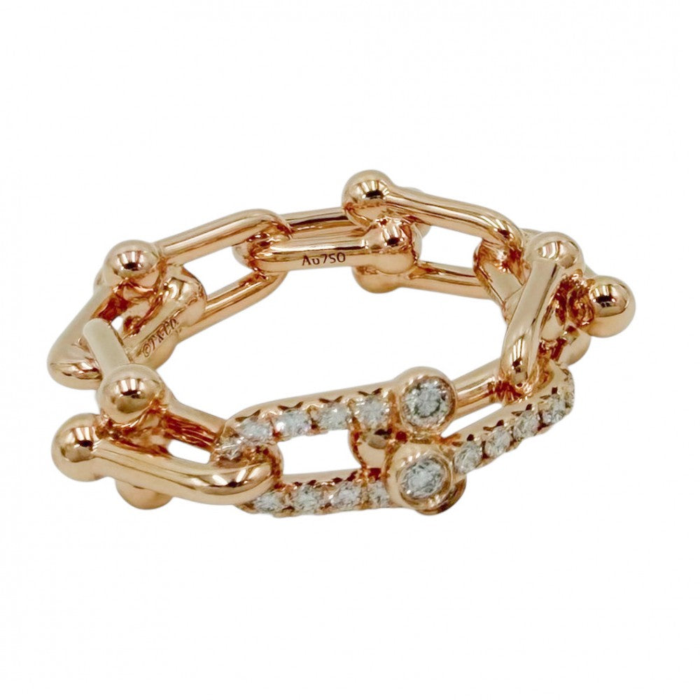TIFFANY&Co. ティファニー 指輪 ハードウェア スモール リンク リング ジュエリー アクセサリー 18金PG Au750 K18ピンクゴールド ダイヤモンド0.26ct 約10号 72668898 レディース 約8.5g【中古品】