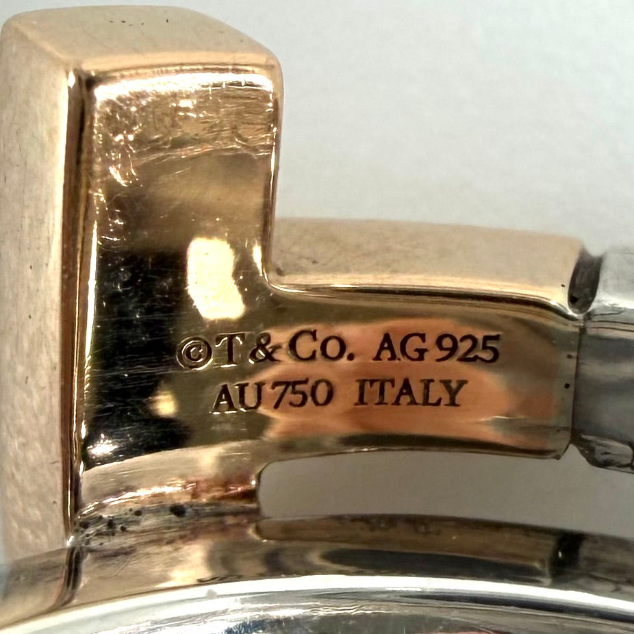 TIFFANY&Co. ティファニー 指輪 Tスクエア ラップ リング ジュエリー アクセサリー 18金 Au750 メンズ レディース K18ゴールド シルバー925 約8号 ゴールド シルバー ユニセックス 約5.5g【中古品】