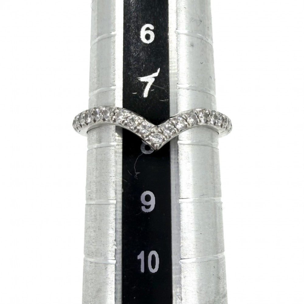 TIFFANY&Co. ティファニー 指輪 ソレスト Vバンドリング ジュエリー アクセサリー Pt950プラチナ ダイヤモンド 約7.5号 レディース 約2.9g【中古品】