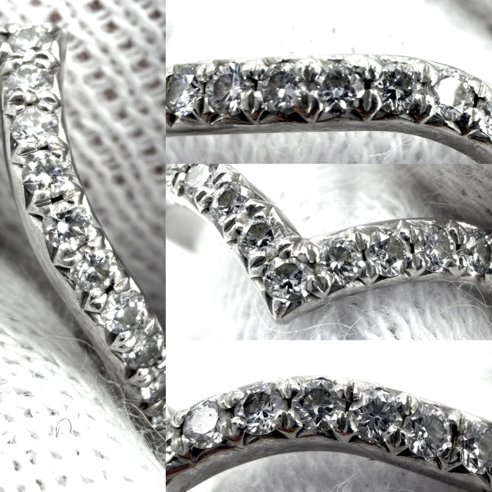 TIFFANY&Co. ティファニー 指輪 ソレスト Vバンドリング ジュエリー アクセサリー Pt950プラチナ ダイヤモンド 約7.5号 レディース 約2.9g【中古品】