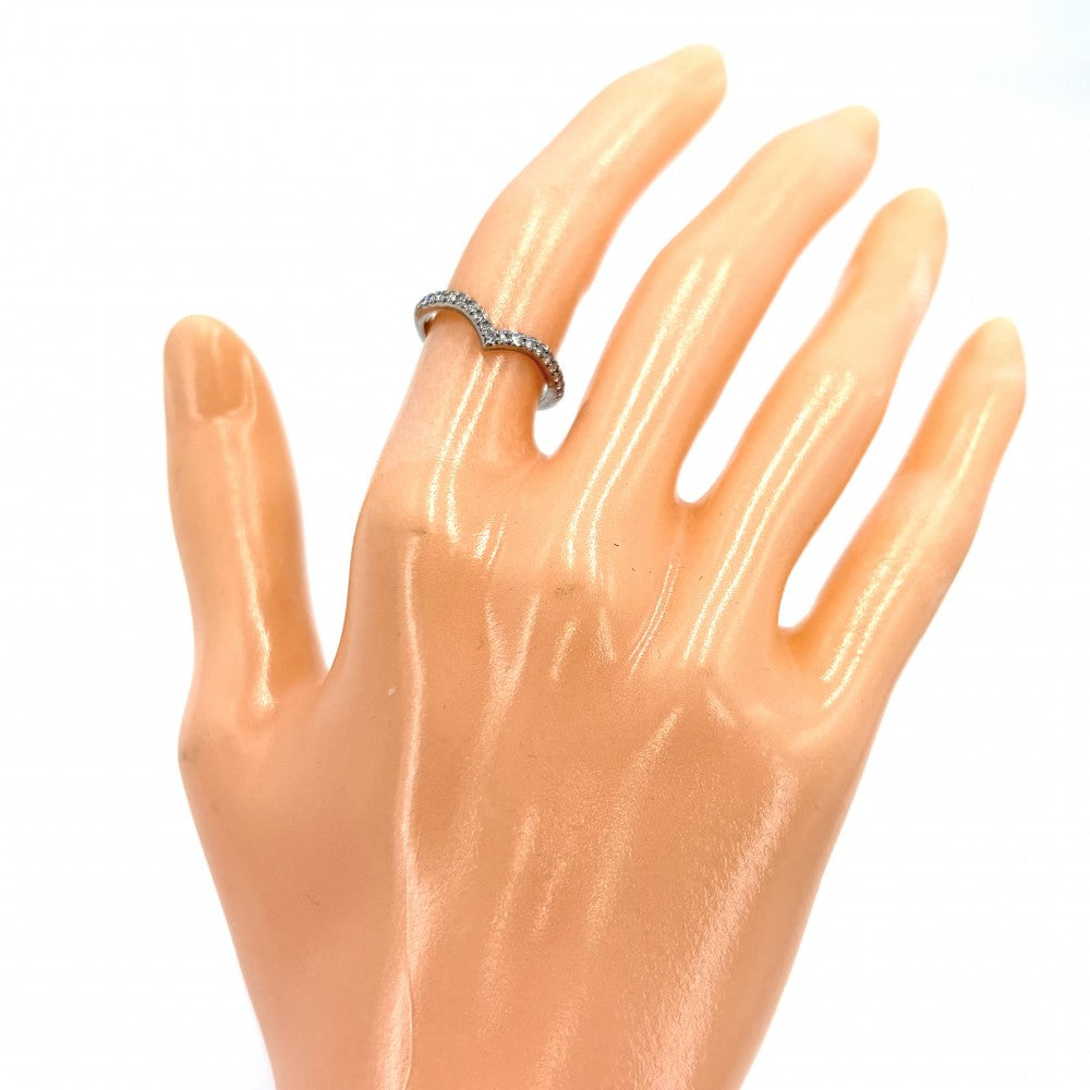 TIFFANY&Co. ティファニー 指輪 ソレスト Vバンドリング ジュエリー アクセサリー Pt950プラチナ ダイヤモンド 約7.5号 レディース 約2.9g【中古品】