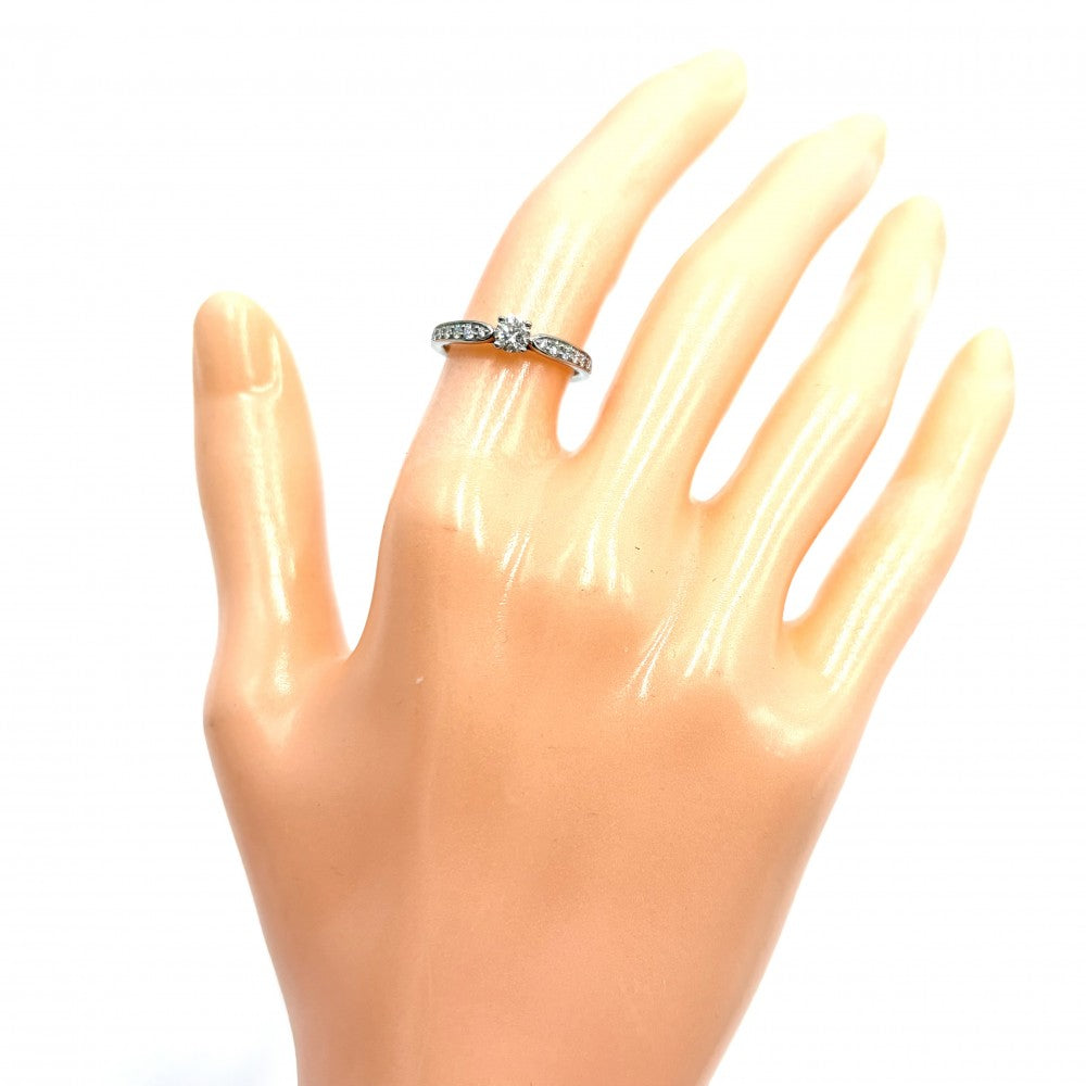 TIFFANY&Co. ティファニー 指輪 ハーモニー　ハーフサークル リング ジュエリー アクセサリー Pt950プラチナ ダイヤモンド0.20ct 約8号 レディース 約3.0g【中古品】