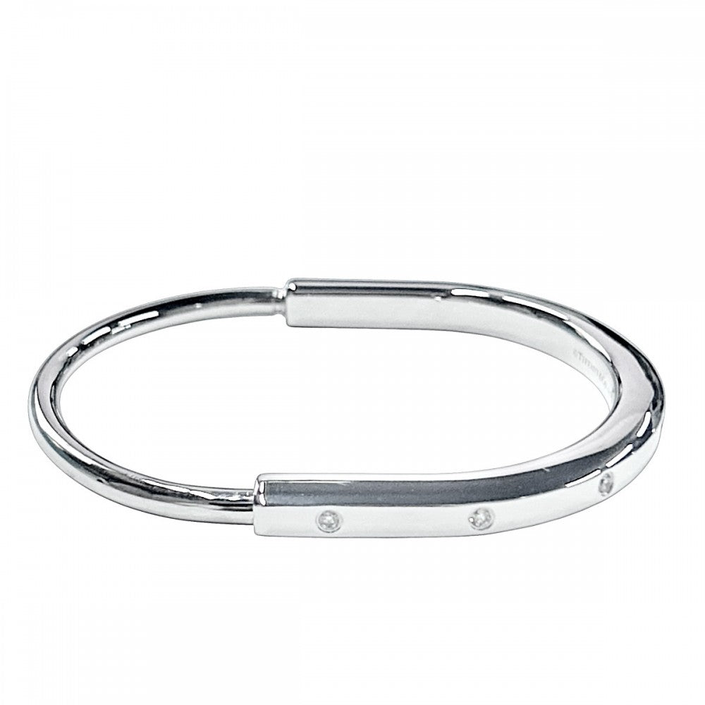 【開店SALE】 TIFFANY&Co. ティファニー バングル ロック ブレスレット ジュエリー メンズ レディース 750 18WG アクセサリー K18ホワイトゴールド ダイヤモンド0.31ct 70425106 ユニセックス 約37.5g【中古品】