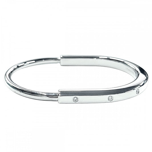【開店SALE】 TIFFANY&Co. ティファニー バングル ロック ブレスレット ジュエリー メンズ レディース 750 18WG アクセサリー K18ホワイトゴールド ダイヤモンド0.31ct 70425106 ユニセックス 約37.5g【中古品】