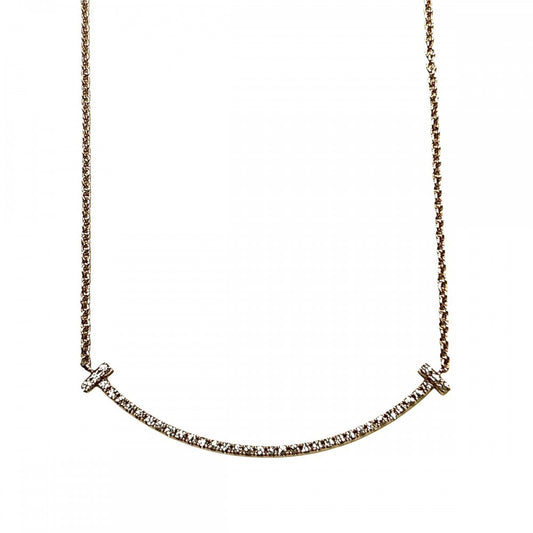 TIFFANY&Co. ティファニー ネックレス ティファニーT スマイルペンダントスモール ジュエリー アクセサリー 18金 PG 750 K18ピンクゴールド ダイヤモンド レディース 約2.2g【中古品】