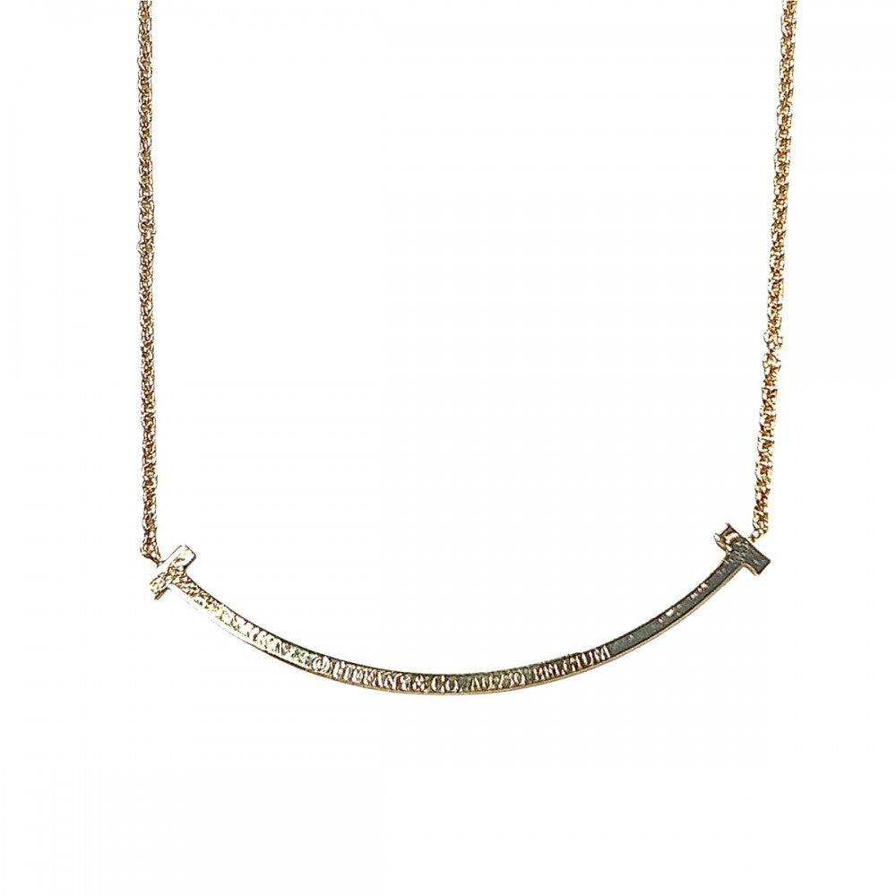 TIFFANY&Co. ティファニー ネックレス ティファニーT スマイルペンダントスモール ジュエリー アクセサリー 18金 PG 750 K18ピンクゴールド ダイヤモンド レディース 約2.2g【中古品】