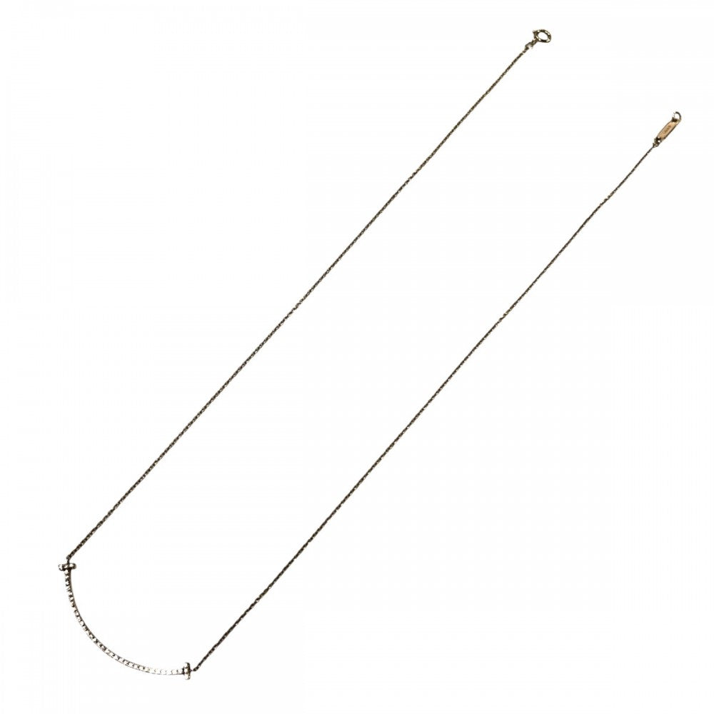 TIFFANY&Co. ティファニー ネックレス ティファニーT スマイルペンダントスモール ジュエリー アクセサリー 18金 PG 750 K18ピンクゴールド ダイヤモンド レディース 約2.2g【中古品】