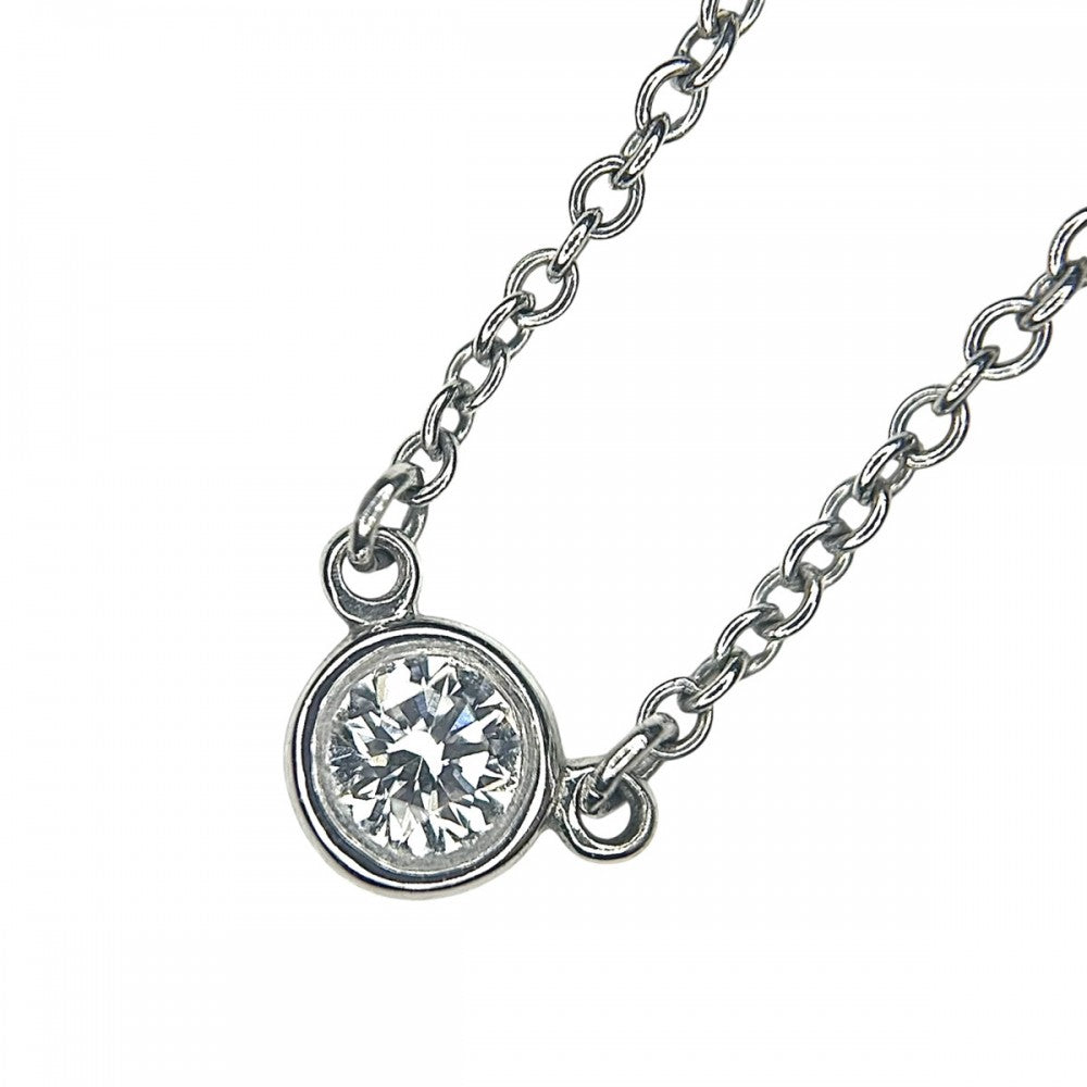 TIFFANY&Co. ティファニー ネックレス バイザヤード シングルダイヤモンドペンダント ジュエリー アクセサリー Pt950プラチナ ダイヤモンド0.08ct レディース 約2.3g【中古品】