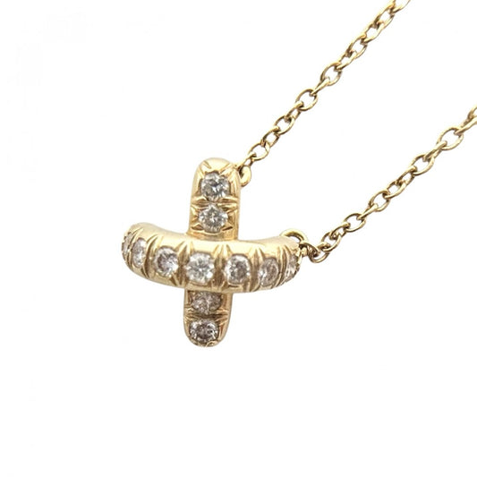 TIFFANY&Co. ティファニー ネックレス クロスステッチ ジュエリー アクセサリー 18金YG Au750 K18イエローゴールド ダイヤモンド ゴールド レディース 約2.8g【中古品】