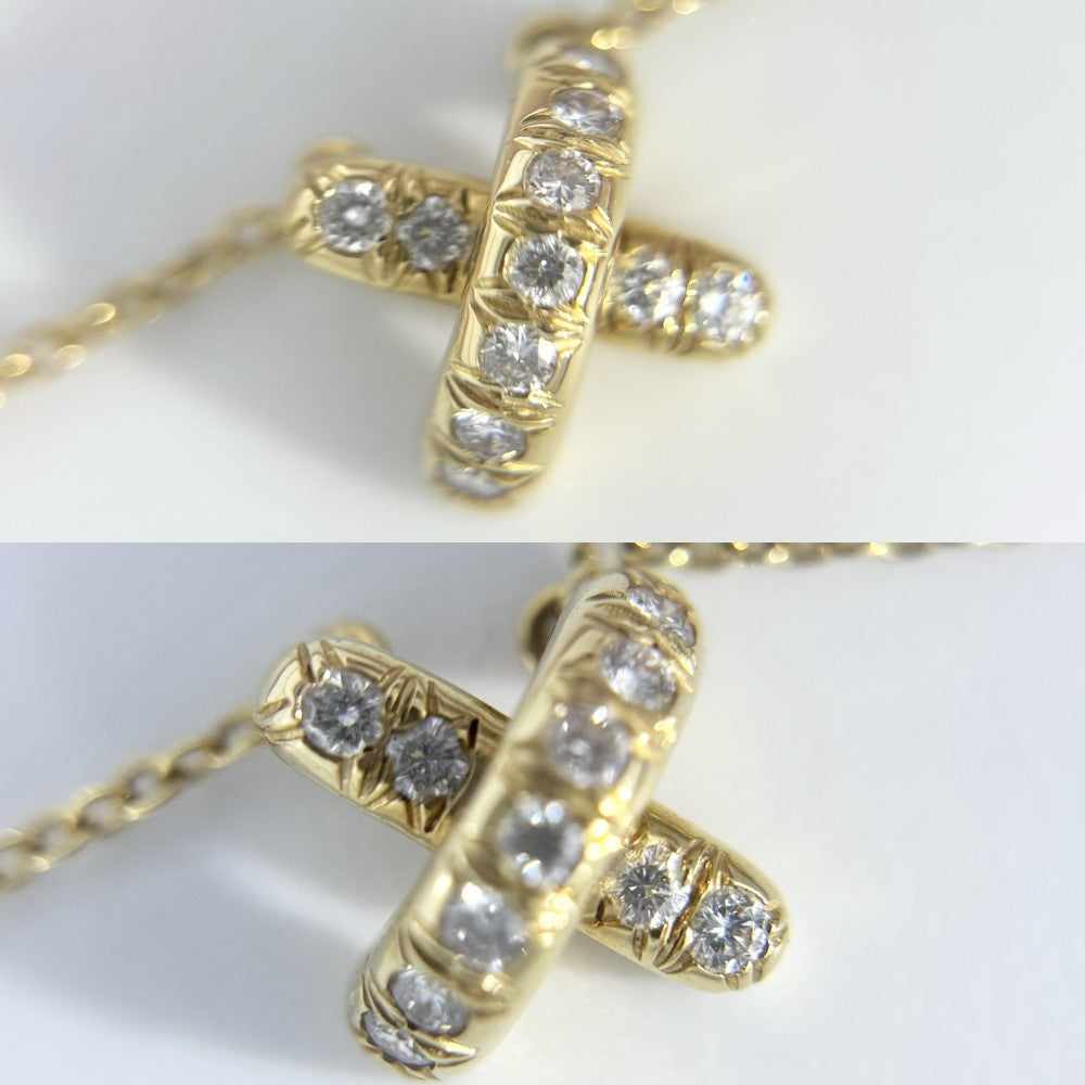 TIFFANY&Co. ティファニー ネックレス クロスステッチ ジュエリー アクセサリー 18金YG Au750 K18イエローゴールド ダイヤモンド ゴールド レディース 約2.8g【中古品】
