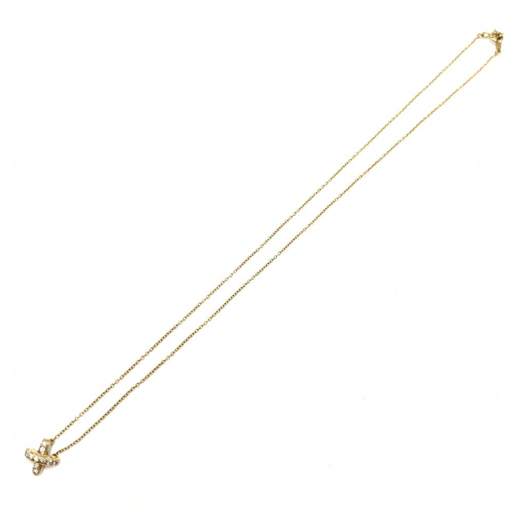 TIFFANY&Co. ティファニー ネックレス クロスステッチ ジュエリー アクセサリー 18金YG Au750 K18イエローゴールド ダイヤモンド ゴールド レディース 約2.8g【中古品】