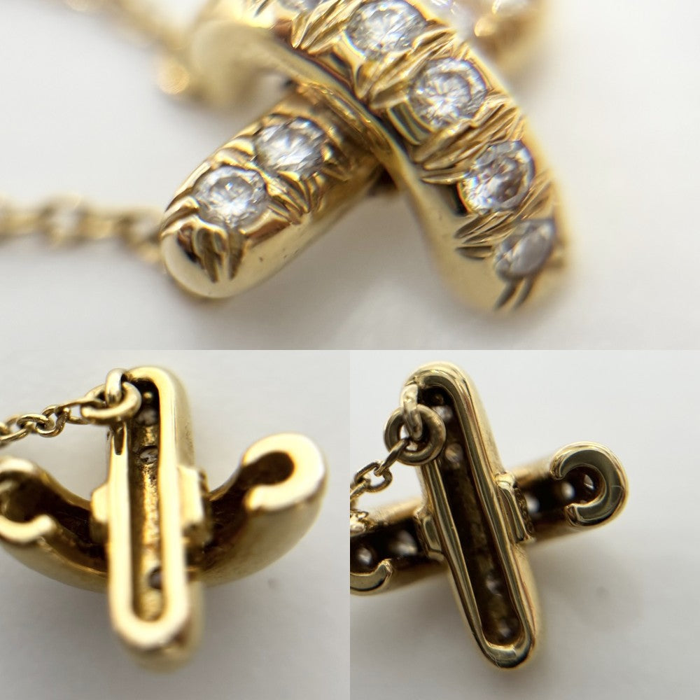 TIFFANY&Co. ティファニー ネックレス クロスステッチ ジュエリー アクセサリー 18金YG Au750 K18イエローゴールド ダイヤモンド ゴールド レディース 約2.8g【中古品】