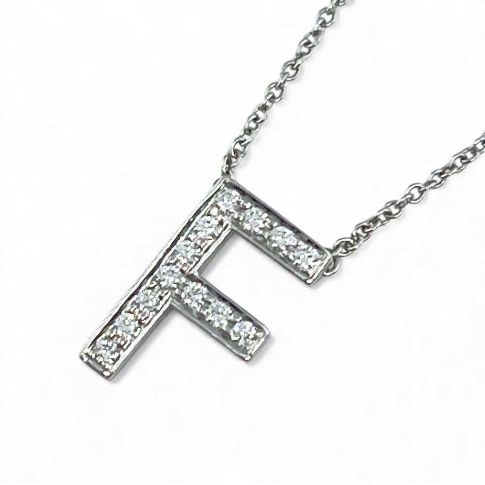 【開店SALE】 TIFFANY&Co. ティファニー ネックレス ジュエリー アクセサリー レター イニシャル F Pt950プラチナ ダイヤモンド シルバー レディース 約3.4g【中古品】