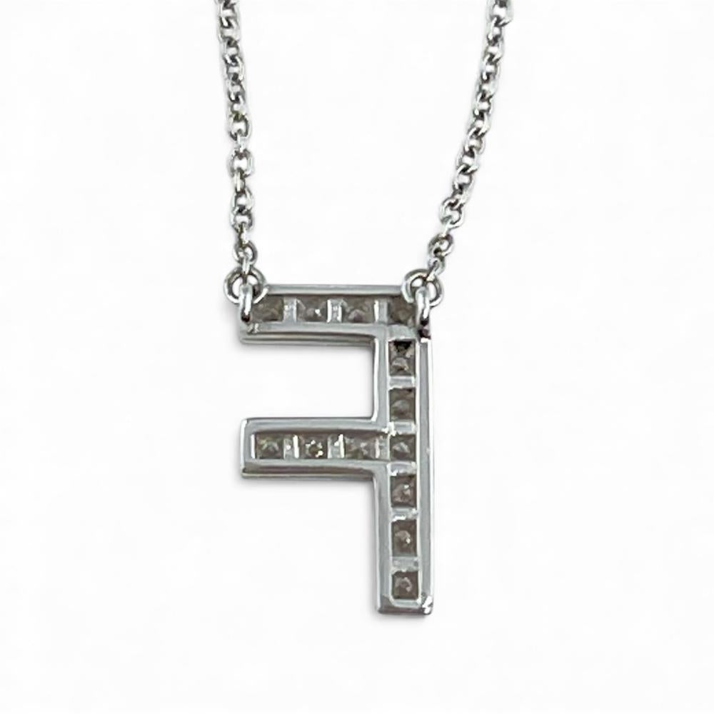 TIFFANY&Co. ティファニー ネックレス ジュエリー アクセサリー レター イニシャル F Pt950プラチナ ダイヤモンド シルバー レディース 約3.4g【中古品】