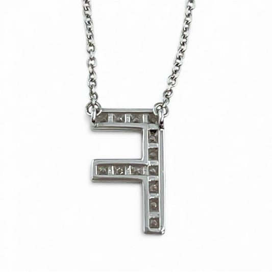 TIFFANY&Co. ティファニー ネックレス ジュエリー アクセサリー レター イニシャル F Pt950プラチナ ダイヤモンド シルバー レディース 約3.4g【中古品】