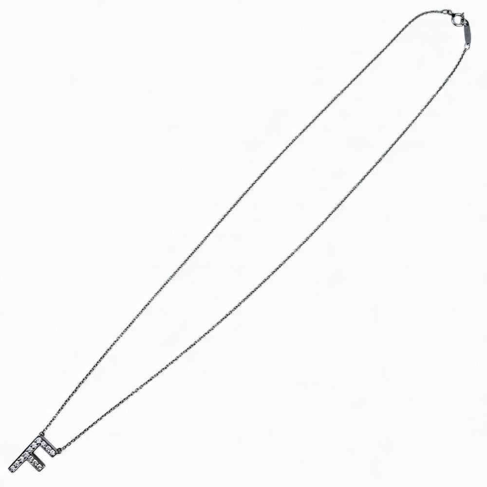 【開店SALE】 TIFFANY&Co. ティファニー ネックレス ジュエリー アクセサリー レター イニシャル F Pt950プラチナ ダイヤモンド シルバー レディース 約3.4g【中古品】