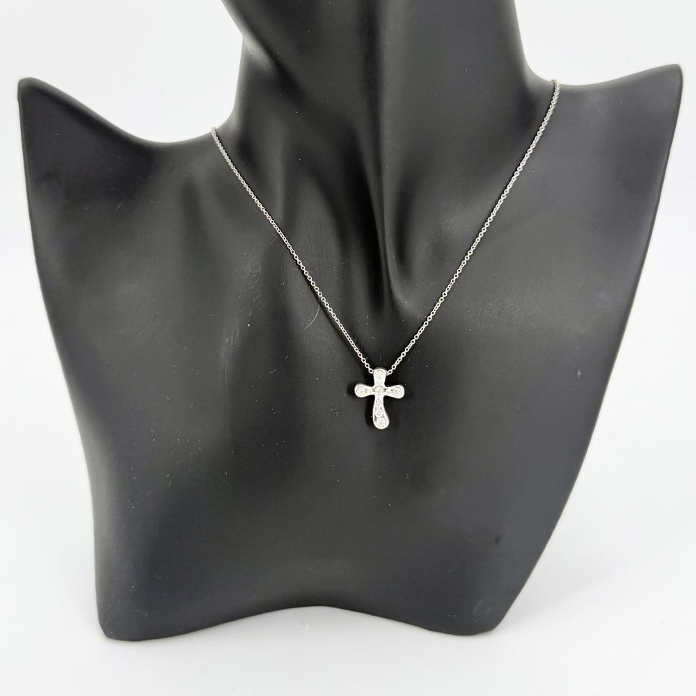 TIFFANY&Co. ティファニー ネックレス エルサペレッティ スモールクロス アクセサリー ジュエリー ペンダント Pt950プラチナ ダイヤモンド レディース 約6.6g【中古品】