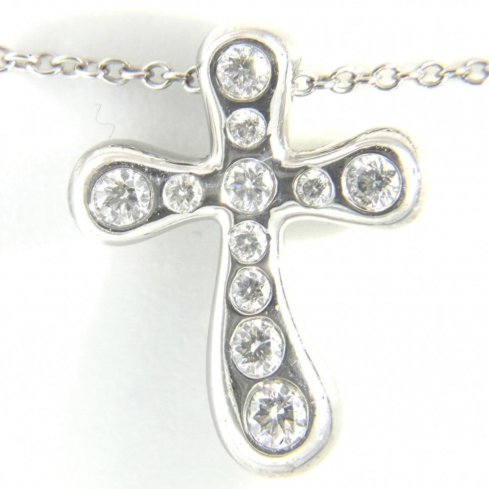 TIFFANY&Co. ティファニー ネックレス エルサペレッティ スモールクロス アクセサリー ジュエリー ペンダント Pt950プラチナ ダイヤモンド レディース 約6.6g【中古品】