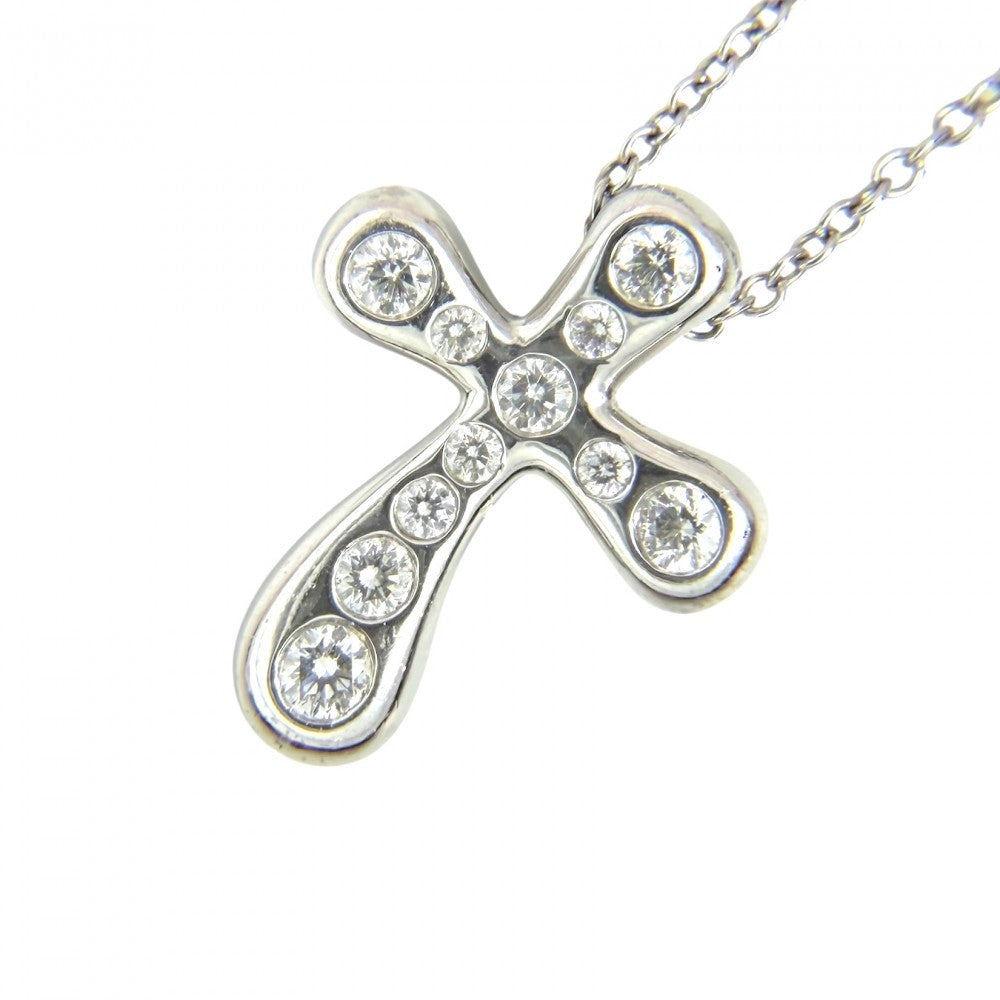 TIFFANY&Co. ティファニー ネックレス エルサペレッティ スモールクロス アクセサリー ジュエリー ペンダント Pt950プラチナ ダイヤモンド レディース 約6.6g【中古品】