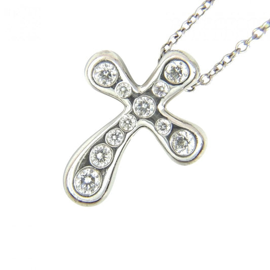 【開店SALE】 TIFFANY&Co. ティファニー ネックレス エルサペレッティ スモールクロス アクセサリー ジュエリー ペンダント Pt950プラチナ ダイヤモンド レディース 約6.6g【中古品】