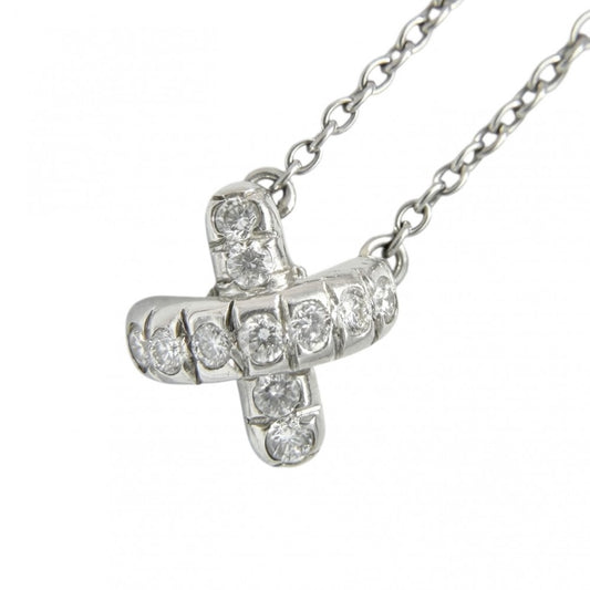 TIFFANY&Co. ティファニー ネックレス クロスステッチ ジュエリー アクセサリー Pt950プラチナ ダイヤモンド シルバー レディース 約4.0g【中古品】